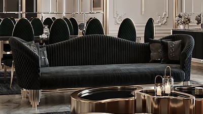 Modernes Luxus Wohnzimmer Hotel Sofa Schwarz Gold Modern Luxury Living Room Hotel Sofa Black Gold