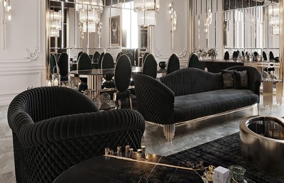 Casa Padrino Luxus Sofa Schwarz / Gold 260 x 88 x H. 88 cm - Modernes Wohnzimmer Sofa - Wohnzimmer & Hotel Möbel - Luxus Kollektion