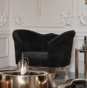 Moderner Luxus Wohnzimmer Sessel Schwarz Gold Modern Luxury Living Room Armchair Black Gold