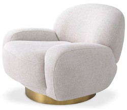 Luxus Designer Wohnzimmer Hotel Samt Sessel Drehsessel Weiß Messing Luxury Designer Living Room Hotel Velvet Armchair Swivel Armchair White Brass