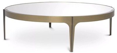Runder Luxus Couchtisch Wohnzimmertisch mit Spiegelglas Tischplatte Round Luxury Stainless Steel Coffee Table Living Room Table with Mirror Glass Table Top