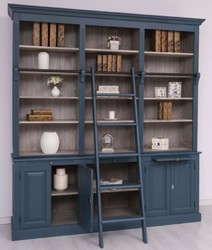 Landhausstil Massivholz Schrank Wohnzimmerschrank Bücherschrank Blau Grau Country Style Solid Wood Cabinet Living Room Cabinet Bookcase Blue Gray
