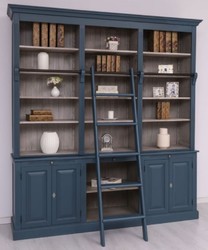 Landhausstil Massivholz Schrank Wohnzimmerschrank Bücherschrank Blau Grau Country Style Solid Wood Cabinet Living Room Cabinet Bookcase Blue Gray