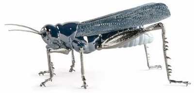 Casa Padrino figura di porcellana di lusso cavalletta blu / argento 27 x 26 x A. 11 cm - Scultura decorativa di alta qualità - Qualità di prima classe - Fatto in Spagna