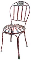 Casa Padrino Art Nouveau Wrought Iron Garden Furniture Set Antique Red / White - 1 Garden Table & & 4 Garden Chairs - Baroque & Art Nouveau Garden & Gastronomy Furniture