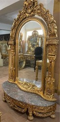 Casa Padrino consolle a specchio barocco con piano in marmo oro / grigio - Consolle barocco fatta a mano con specchio - Mobili Barocchi - Nobile e Magnifico