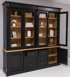 Landhausstil Massivholz Schrank Regalschrank Schwarz Naturfarben Country Style Solid Wood Cabinet Shelf Cabinet Bookcase Black Natural