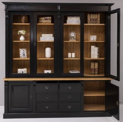 Landhausstil Massivholz Schrank Regalschrank Schwarz Naturfarben Country Style Solid Wood Cabinet Shelf Cabinet Bookcase Black Natural
