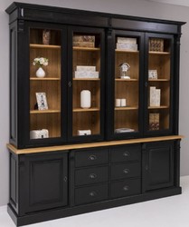 Landhausstil Massivholz Schrank Regalschrank Schwarz Naturfarben Country Style Solid Wood Cabinet Shelf Cabinet Bookcase Black Natural