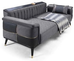 Modernes Luxus Wohnzimmer Sofa Schlafsofa Grau Schwarz Gold Modern Luxury Living Room Sofa Bed Gray Black Gold