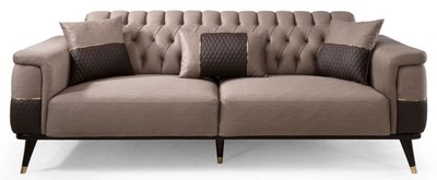 Casa Padrino luxury sofa bed brown / dark brown / gold 225 x 94 x H. 83 cm - Modern living room sofa - Living room furniture