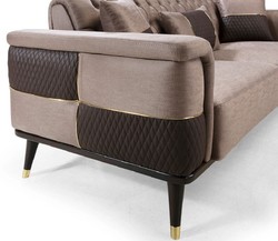 Casa Padrino luxury sofa bed brown / dark brown / gold 225 x 94 x H. 83 cm - Modern living room sofa - Living room furniture