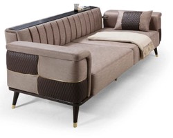 Casa Padrino luxury sofa bed brown / dark brown / gold 225 x 94 x H. 83 cm - Modern living room sofa - Living room furniture