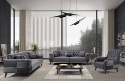 Casa Padrino luxury armchair gray / black / gold 82 x 89 x H. 91 cm - Modern living room armchair - Living room furniture