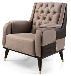 Casa Padrino luxury armchair brown / dark brown / gold 82 x 89 x H. 91 cm - Modern living room armchair - Living room furniture