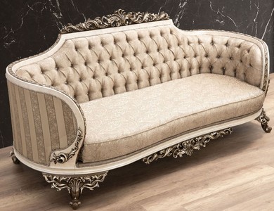 Casa Padrino luxury baroque sofa beige / cream / brown / gold - Magnificent living room sofa with elegant pattern - Baroque living room furniture