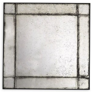 Casa Padrino miroir mural de luxe 100 x 3 x H. 100 cm - Miroir carré avec cadre en acajou et verre miroir antique - Miroir de salon - Miroir de chambre - Miroir d'armoire - Meubles de Luxe