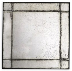 Casa Padrino espejo de pared de lujo 100 x 3 x A. 100 cm - Espejo cuadrado con marco de caoba y cristal de espejo envejecido - Espejo de salón - Espejo de dormitorio - Espejo de armario