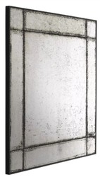 Casa Padrino espejo de pared de lujo 100 x 3 x A. 100 cm - Espejo cuadrado con marco de caoba y cristal de espejo envejecido - Espejo de salón - Espejo de dormitorio - Espejo de armario
