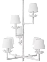 Casa Padrino araña de luces Art Nouveau de lujo de aluminio con pajaritos decorativos blanco mate / blanco 77 x 77 x A. 99 cm - Arañas de Luces de Salón Barroco y Art Nouveau - Calidad de Lujo