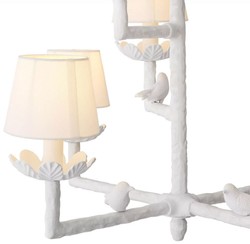 Casa Padrino araña de luces Art Nouveau de lujo de aluminio con pajaritos decorativos blanco mate / blanco 77 x 77 x A. 99 cm - Arañas de Luces de Salón Barroco y Art Nouveau - Calidad de Lujo