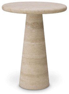 Casa Padrino luxury side table beige Ø 45 x H. 58 cm - Round side table made of high quality travertine limestone - Living Room & Hotel Furniture - Luxury Collection