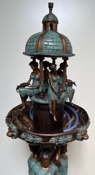 Casa Padrino luxury Art Nouveau bronze fountain bronze / turquoise Ø 81 x H. 236 cm - Magnificent garden fountain - Garden decoration fountain - Baroque & Art Nouveau Garden Accessories