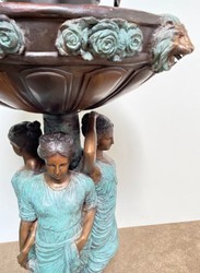 Casa Padrino luxury Art Nouveau bronze fountain bronze / turquoise Ø 81 x H. 236 cm - Magnificent garden fountain - Garden decoration fountain - Baroque & Art Nouveau Garden Accessories