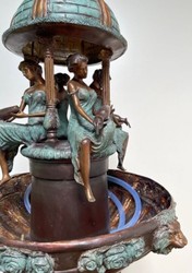 Casa Padrino luxury Art Nouveau bronze fountain bronze / turquoise Ø 81 x H. 236 cm - Magnificent garden fountain - Garden decoration fountain - Baroque & Art Nouveau Garden Accessories