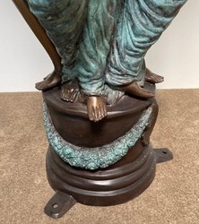 Casa Padrino luxury Art Nouveau bronze fountain bronze / turquoise Ø 81 x H. 236 cm - Magnificent garden fountain - Garden decoration fountain - Baroque & Art Nouveau Garden Accessories