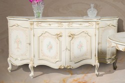 Casa Padrino buffet baroque de luxe blanc / crème / multicolore / or - Armoire noble en bois massif avec 4 portes - Meuble Baroque - Qualité de Luxe - Fabriqué en Italie