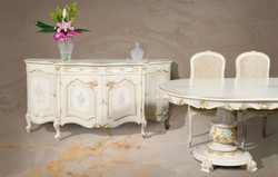 Casa Padrino buffet baroque de luxe blanc / crème / multicolore / or - Armoire noble en bois massif avec 4 portes - Meuble Baroque - Qualité de Luxe - Fabriqué en Italie