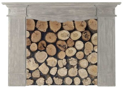 Casa Padrino marco de chimenea de madera maciza de estilo campestre de lujo gris - Muebles de Salón y Hotel de Estilo Campestre - Calidad de Lujo