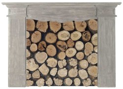 Casa Padrino cornice del camino in legno massello in stile country di lusso grigio - Mobili per Soggiorno e Hotel in Stile Country - Qualità di Lusso