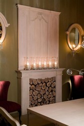 Casa Padrino cornice del camino in legno massello in stile country di lusso grigio - Mobili per Soggiorno e Hotel in Stile Country - Qualità di Lusso