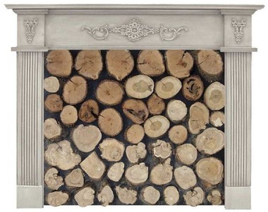 Casa Padrino marco de chimenea de madera maciza de estilo campestre de lujo gris claro - Muebles de Salón y Hotel de Estilo Campestre - Calidad de Lujo