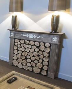 Casa Padrino Luxury Country Style Solid Wood Fireplace Surround Dark Gray / White - Country Style Living Room & Hotel Furniture - Luxury Quality