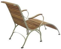 Casa Padrino Luxury Art Nouveau Garden Chair with Armrests and Footrest Brown / Cream 125 x 56 x H. 91 cm - Garden & Patio Chair - Art Nouveau Garden & Patio Furniture