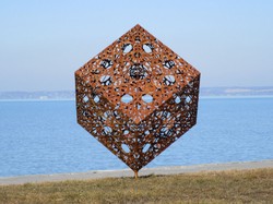 Casa Padrino scultura da giardino di lusso in acciaio cubo ruggine 150 x 130 x A. 170 cm - Decorazione da giardino resistente alle intemperie fatta a mano - Collezione di Lusso