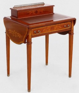 Casa Padrino segreteria Art Nouveau di lusso marrone - Scrivania fatto a mano in legno massello - Mobili per Ufficio Barocco e Art Nouveau