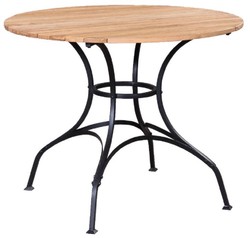 Casa Padrino table de jardin Art Nouveau de luxe marron / noir Ø 100 x H. 78 cm - Table de jardin & terrasse ronde - Mobilier de Jardin & Terrasse Art Nouveau