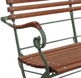 Casa Padrino Luxus Jugendstil Gartenbank Braun / Grün 120 x 55 x H. 90 cm - Garten & Terrassen Sitzbank mit Rückenlehne und Armlehnen - Jugendstil Garten & Terrassen Möbel