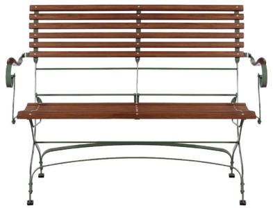 Casa Padrino Luxus Jugendstil Gartenbank Braun / Grün 120 x 55 x H. 90 cm - Garten & Terrassen Sitzbank mit Rückenlehne und Armlehnen - Jugendstil Garten & Terrassen Möbel
