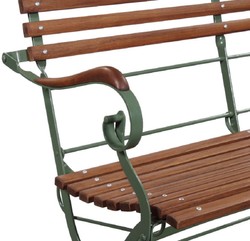 Casa Padrino panca da giardino Art Nouveau di lusso marrone / verde 120 x 55 x A. 90 cm - Panca da giardino e patio con schienale e braccioli - Mobili da Giardino e Patio Art Nouveau