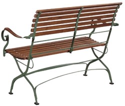 Casa Padrino panca da giardino Art Nouveau di lusso marrone / verde 120 x 55 x A. 90 cm - Panca da giardino e patio con schienale e braccioli - Mobili da Giardino e Patio Art Nouveau