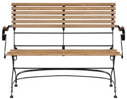 Casa Padrino banc de jardin Art Nouveau de luxe marron / noir 120 x 55 x H. 90 cm - Banc de jardin & terrasse avec dossier et accoudoirs - Mobilier de Jardin & Terrasse Art Nouveau