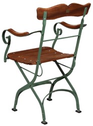 Casa Padrino luxury Art Nouveau garden with armrests chair brown / green 57 x 50 x H. 92 cm - Garden & Patio Chair - Art Nouveau Garden & Patio Furniture