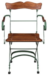 Casa Padrino luxury Art Nouveau garden with armrests chair brown / green 57 x 50 x H. 92 cm - Garden & Patio Chair - Art Nouveau Garden & Patio Furniture