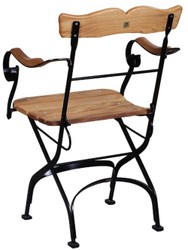 Casa Padrino Chaise de Jardin Art Nouveau de Luxe avec Accoudoirs Marron / Noir 57 x 50 x H. 92 cm - Chaise de Jardin & Patio - Mobilier de Jardin & Patio Art Nouveau