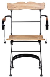 Casa Padrino Chaise de Jardin Art Nouveau de Luxe avec Accoudoirs Marron / Noir 57 x 50 x H. 92 cm - Chaise de Jardin & Patio - Mobilier de Jardin & Patio Art Nouveau